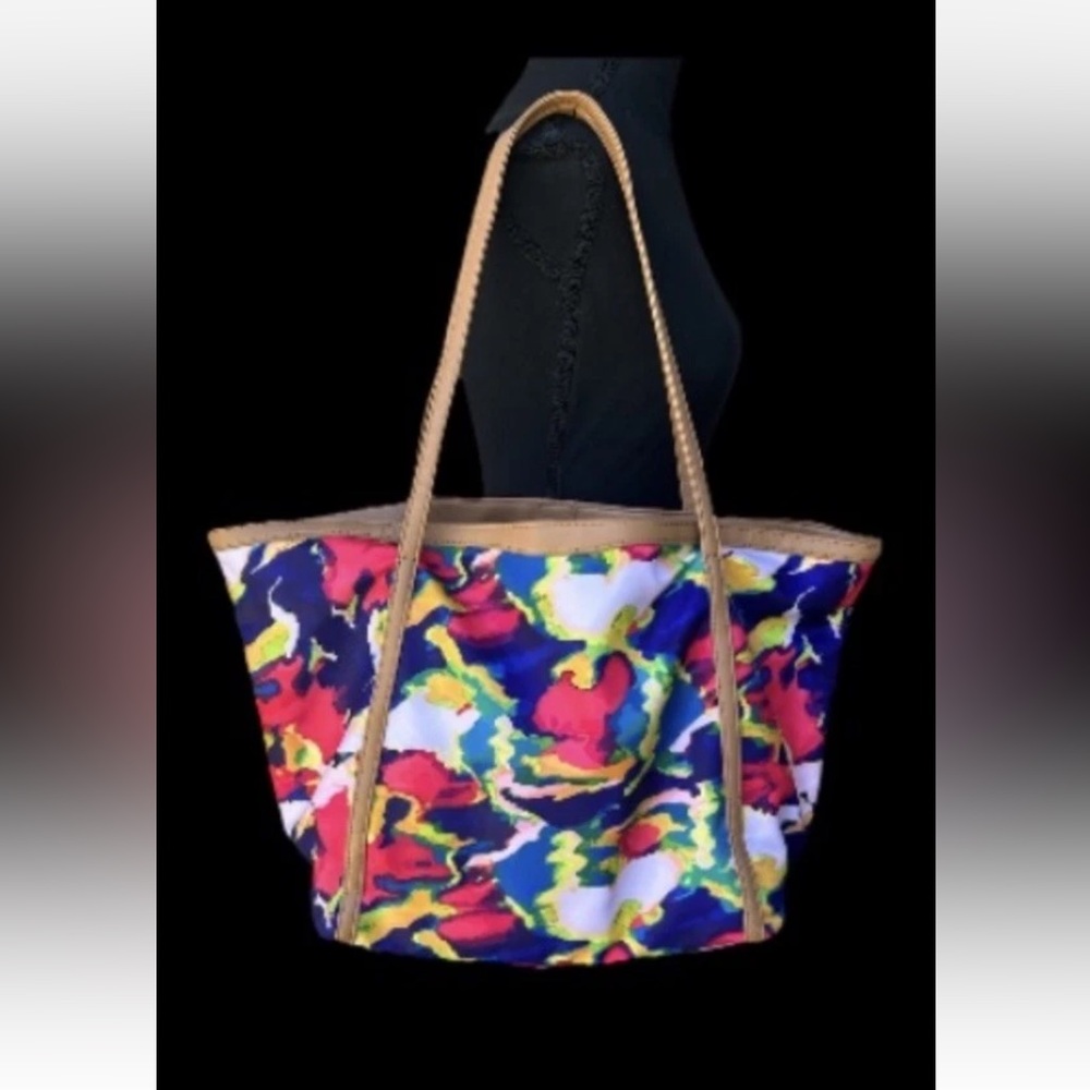 Alexis Bendel Tote Purse Multi-Color Abstract Striped‎ Interior NWOT